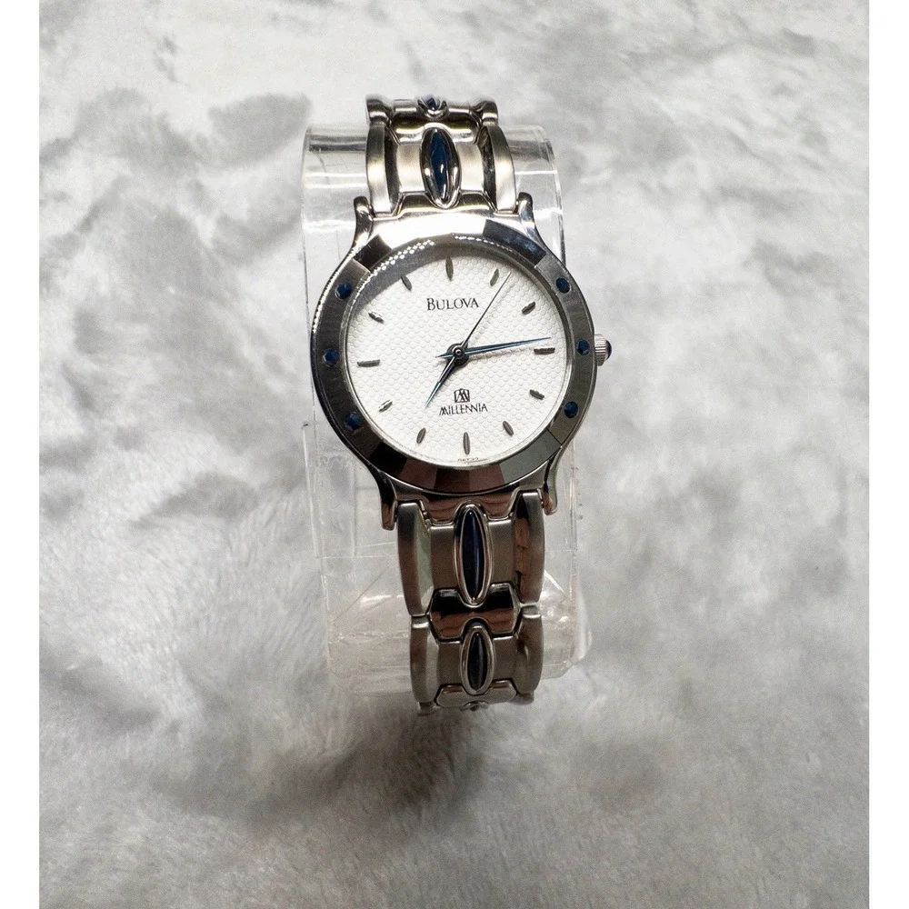 Vintage Bulova Millennia Ceramic 25mm Womens Silver Watch New Battery